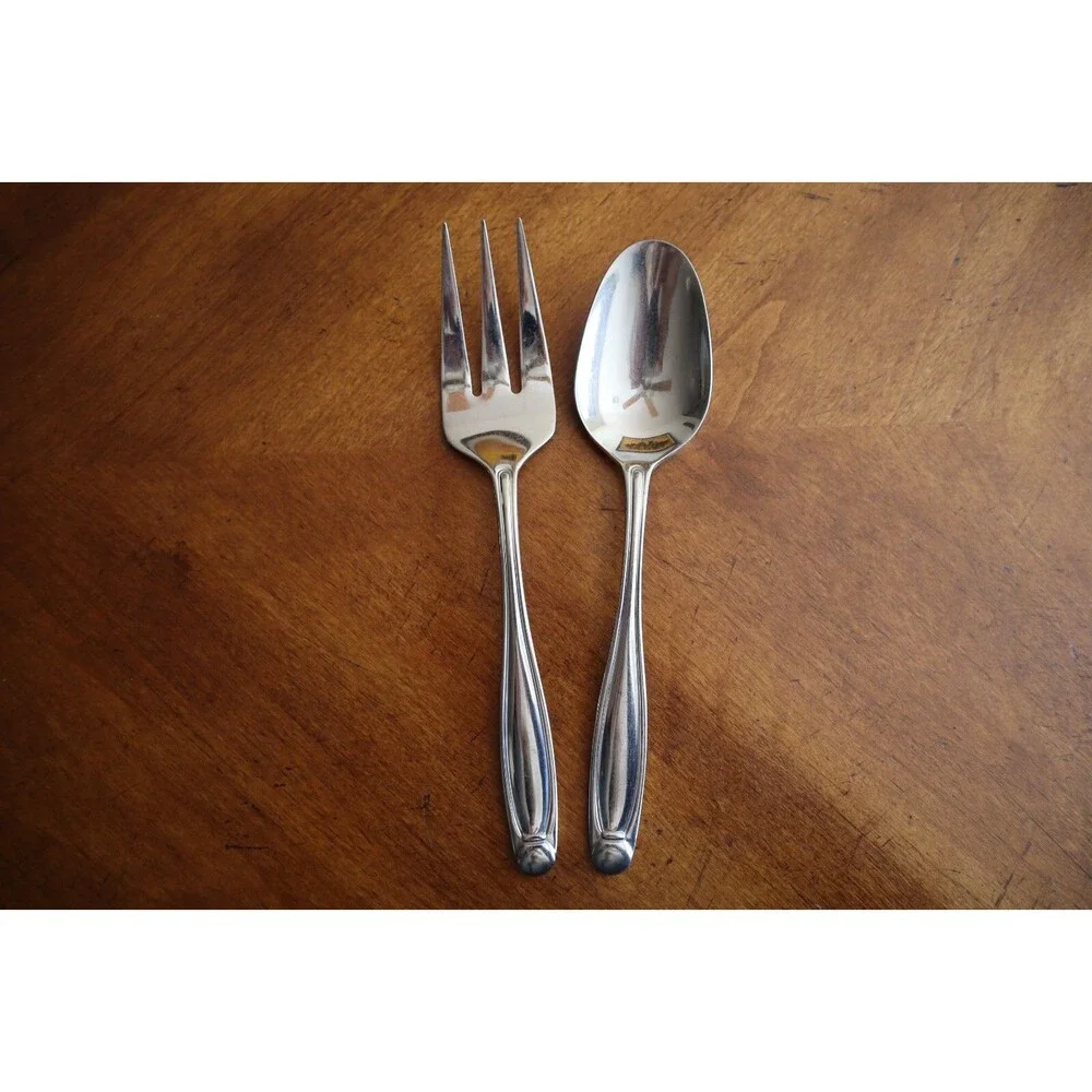 Lot Serving Spoon Fork Oneida Alexandria 18/0 China Stainless Glossy Flatware